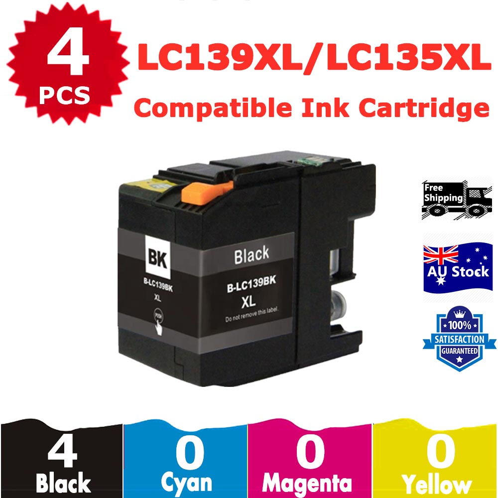 4 Pack InkSales Compatible Brother LC139XL LC-139XL Black Only Ink Cartridge  (4BK)