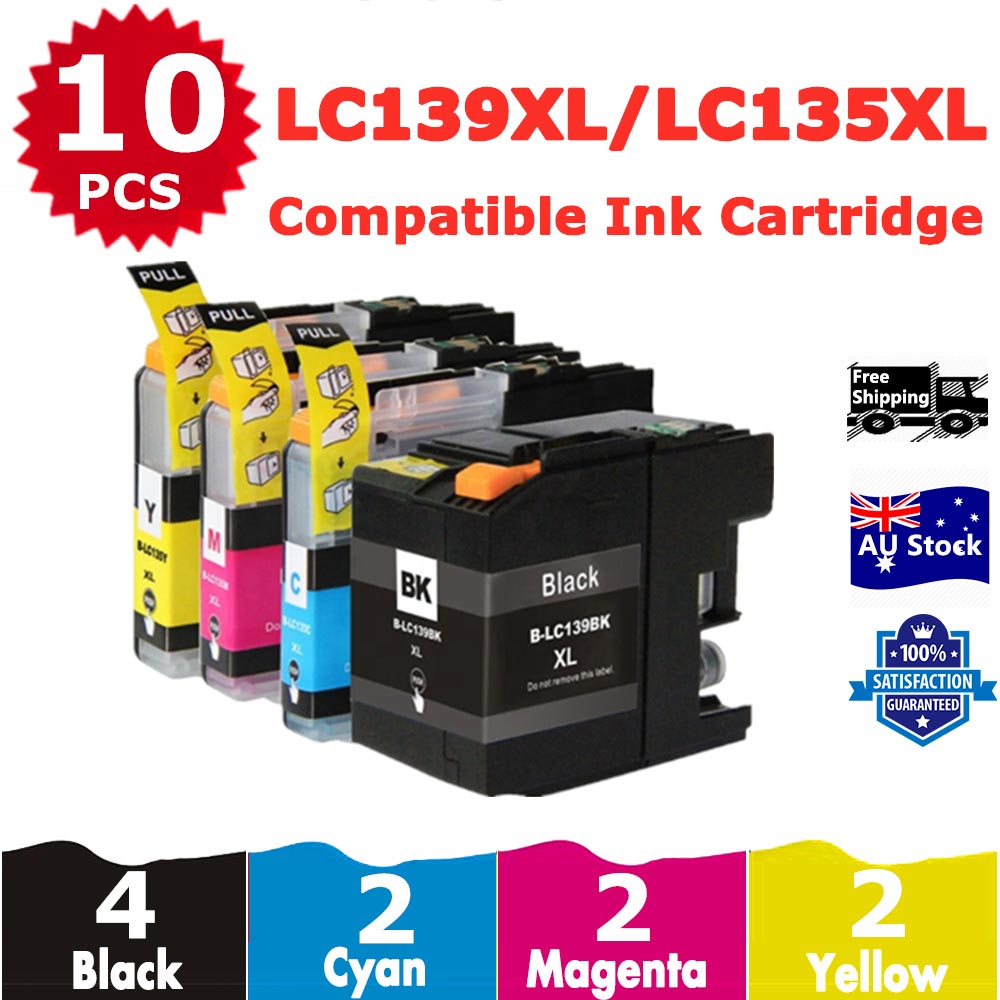 10 Pack InkSales Compatible Brother LC139XL LC135XL LC-139XL LC-135XL Ink Cartridge  (4BK,2C,2M,2Y)