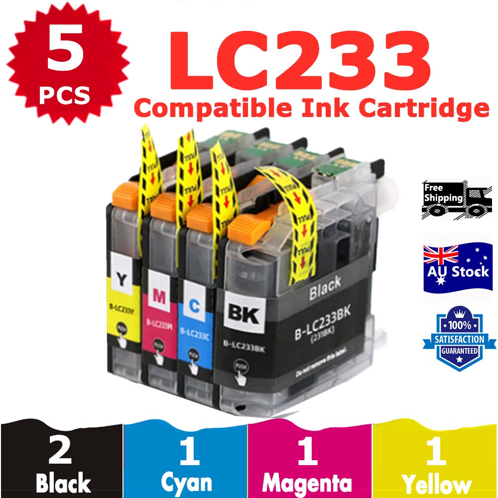 5 Pack InkSales Compatible Brother LC233 LC-233 Ink Cartridge  (2BK,1C,1M,1Y)