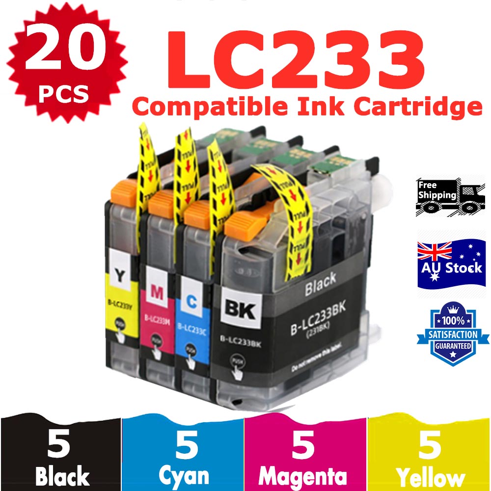 20 Pack InkSales Compatible Brother LC233 LC-233 Ink Cartridge  (5BK,5C,5M,5Y)