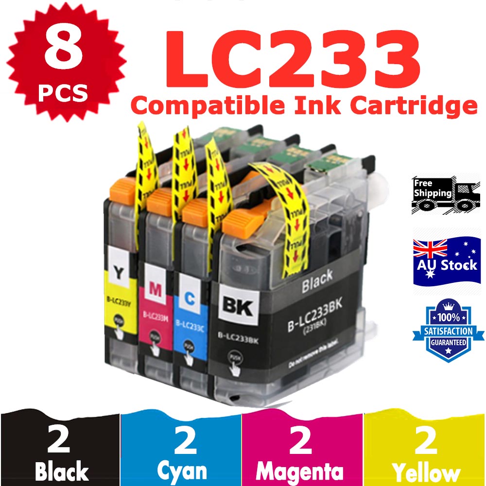 8 Pack InkSales Compatible Brother LC233 LC-233 Ink Cartridge  (2BK,2C,2M,2Y)