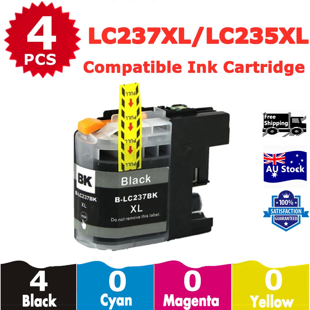 4 Pack InkSales Compatible Brother LC237XL LC-237XL Black Only Ink Cartridge  (4BK)