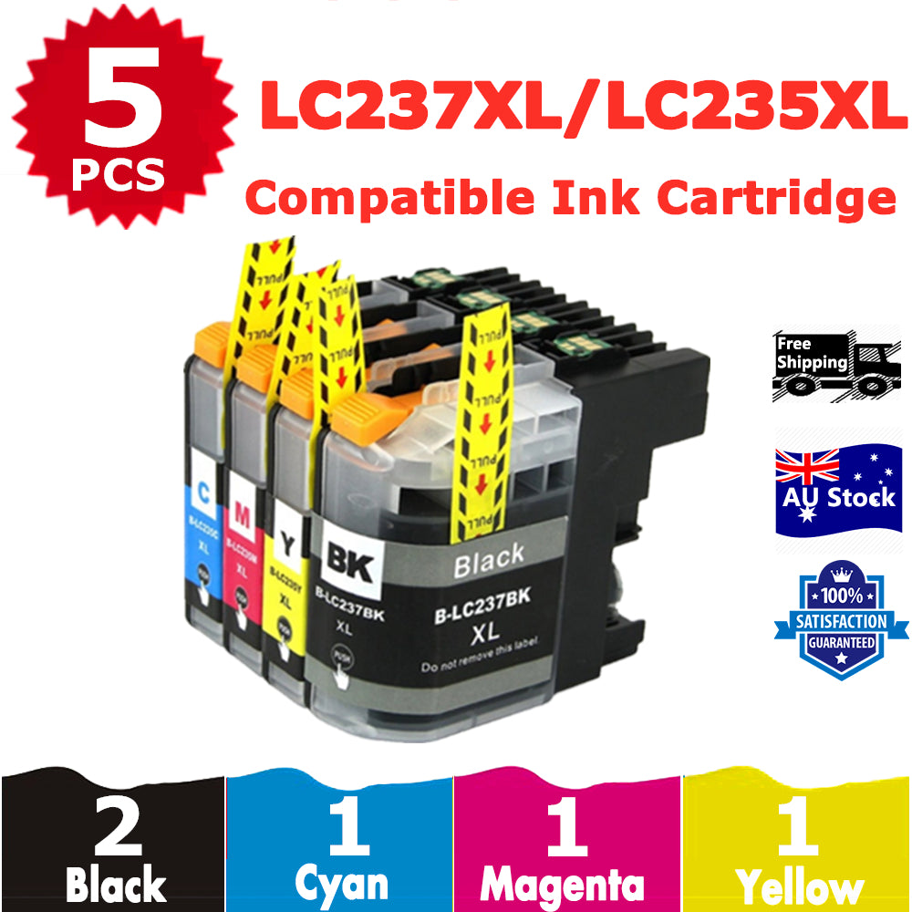 5 Pack InkSales Compatible Brother LC237XL LC235XL LC-237XL LC-235XL Ink Cartridge  (2BK,1C,1M,1Y)