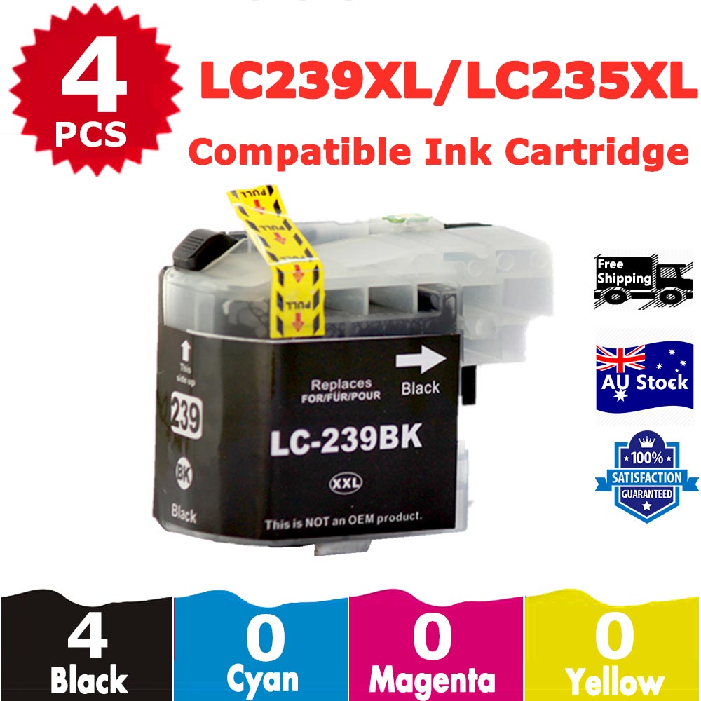 4 Pack InkSales Compatible Brother LC239XL/LC235XL LC-239XL Black Only Ink Cartridge  (4BK)