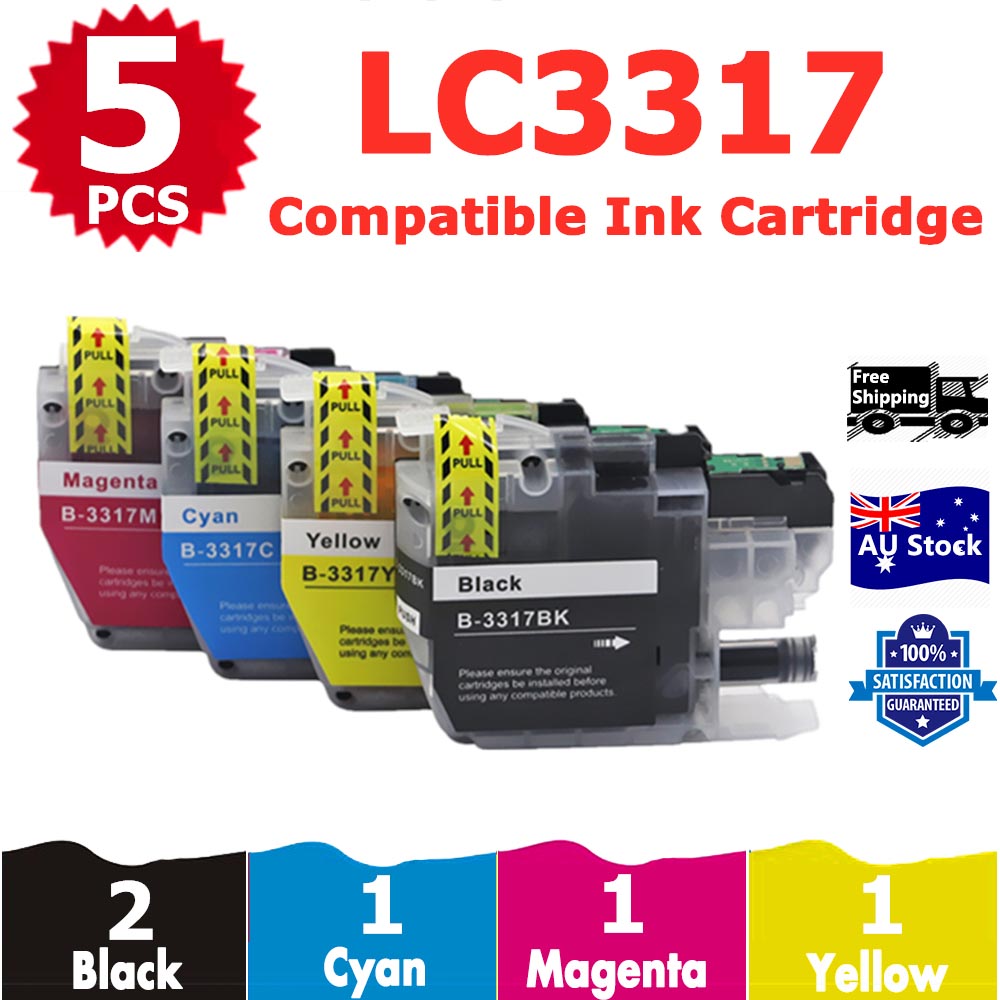 5 Pack InkSales Compatible Brother LC3317 LC-3317 Ink Cartridge  (2BK,1C,1M,1Y)