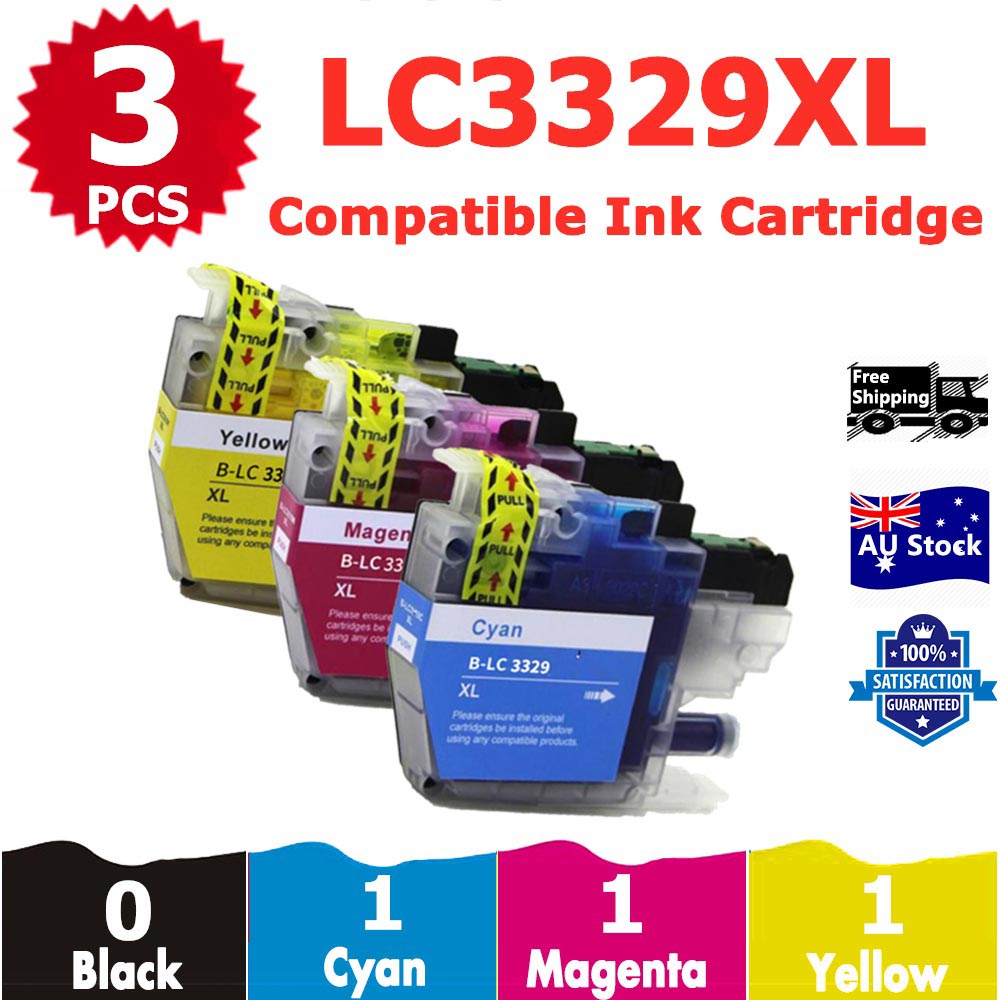 3 Pack InkSales Compatible Brother LC3329XL LC-3329XL Cyan Magenta Yellow Only Ink Cartridge  (1C,1M,1Y)