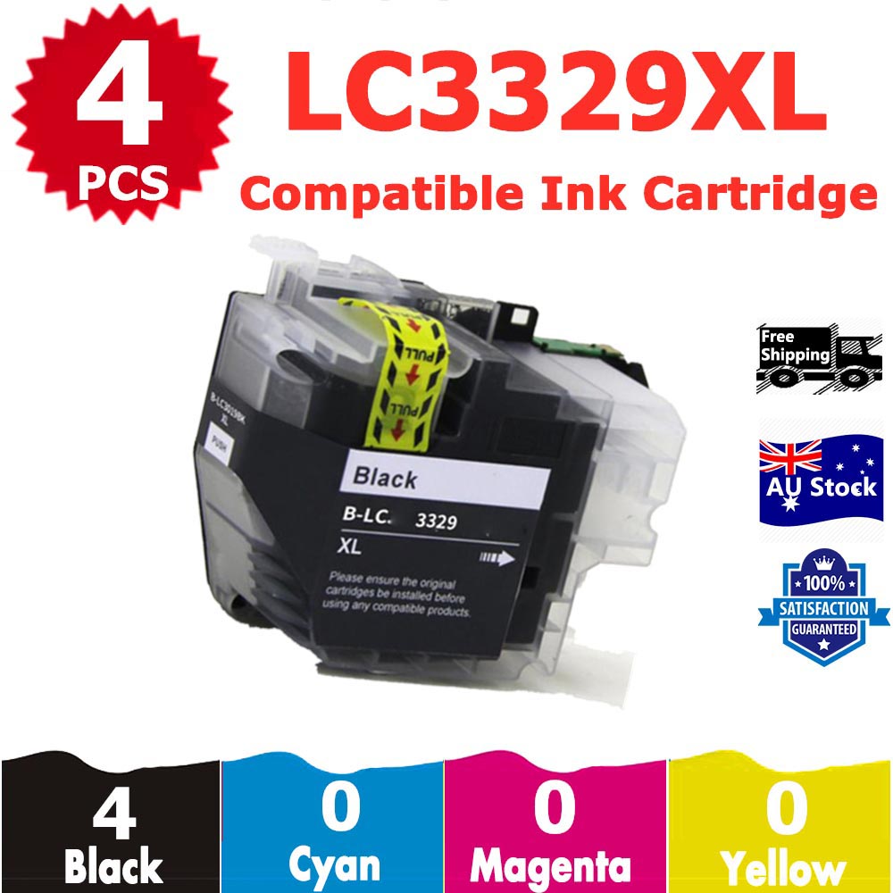 4 Pack InkSales Compatible Brother LC3329XL LC-3329XL Black Only Ink Cartridge  (4BK)