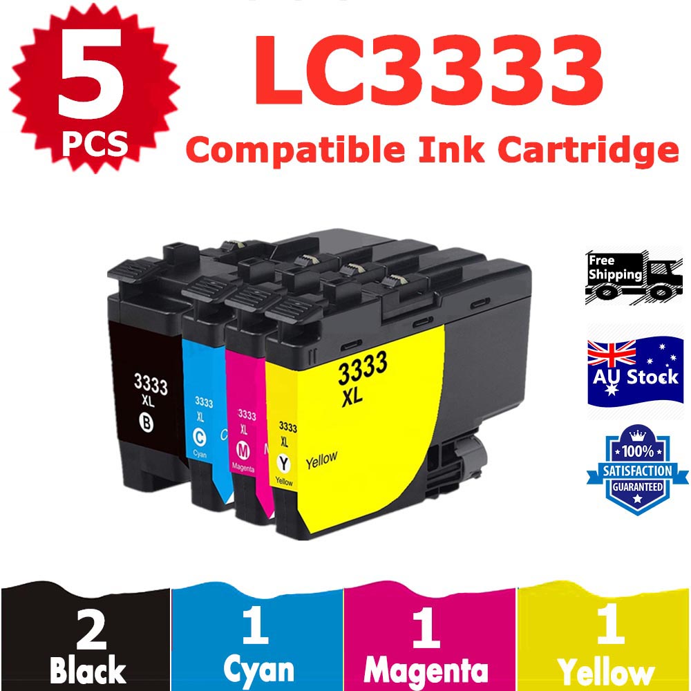 5 Pack InkSales Compatible Brother LC3333 LC-3333 Ink Cartridge  (2BK,1C,1M,1Y)