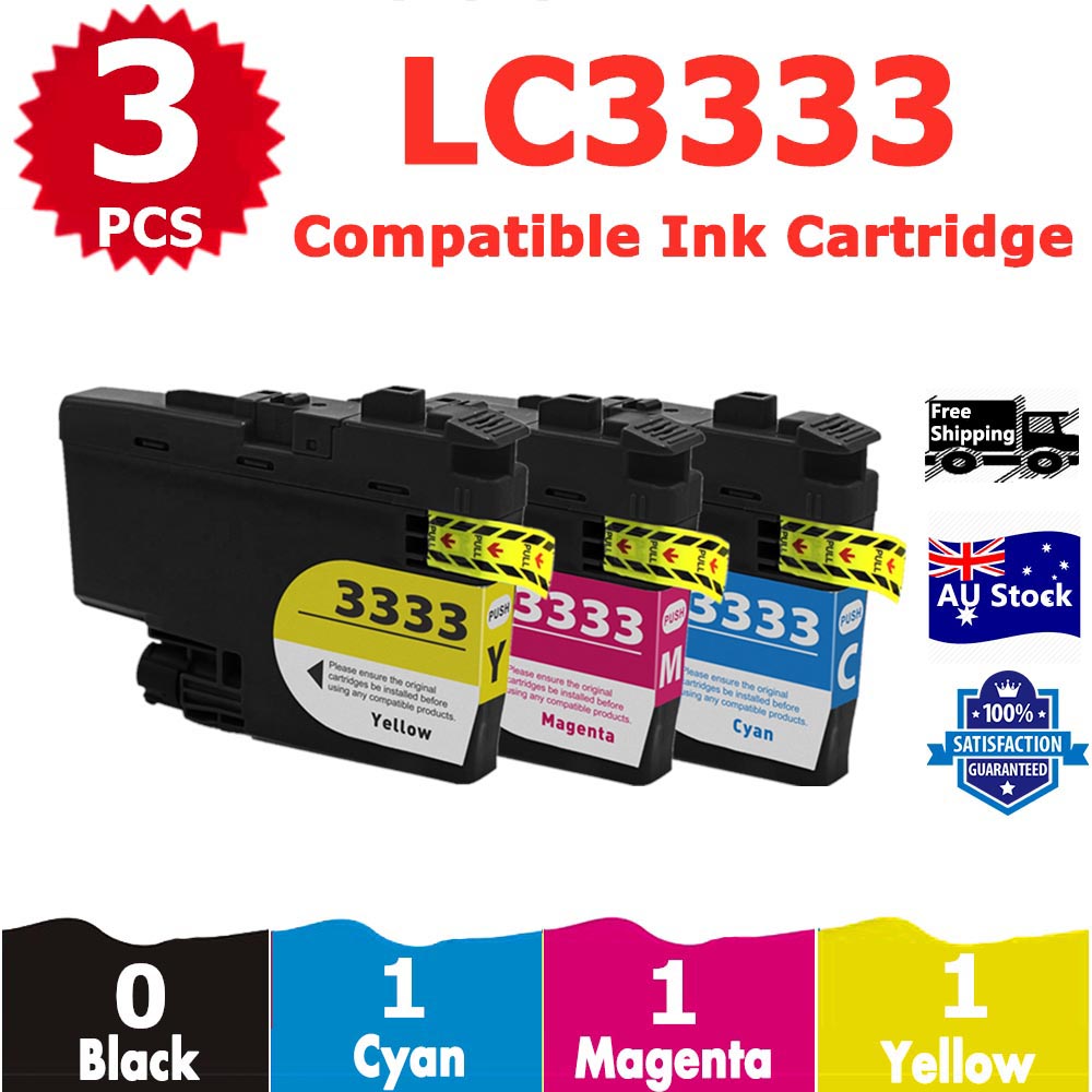 3 Pack InkSales Compatible Brother LC3333 LC-3333 Cyan Magenta Yellow Only Ink Cartridge  (1C,1M,1Y)