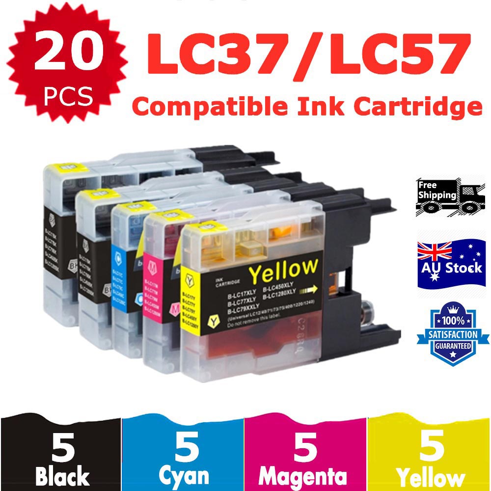 20 Pack InkSales Compatible Brother LC37 LC-37 Ink Cartridge  (5BK,5C,5M,5Y)