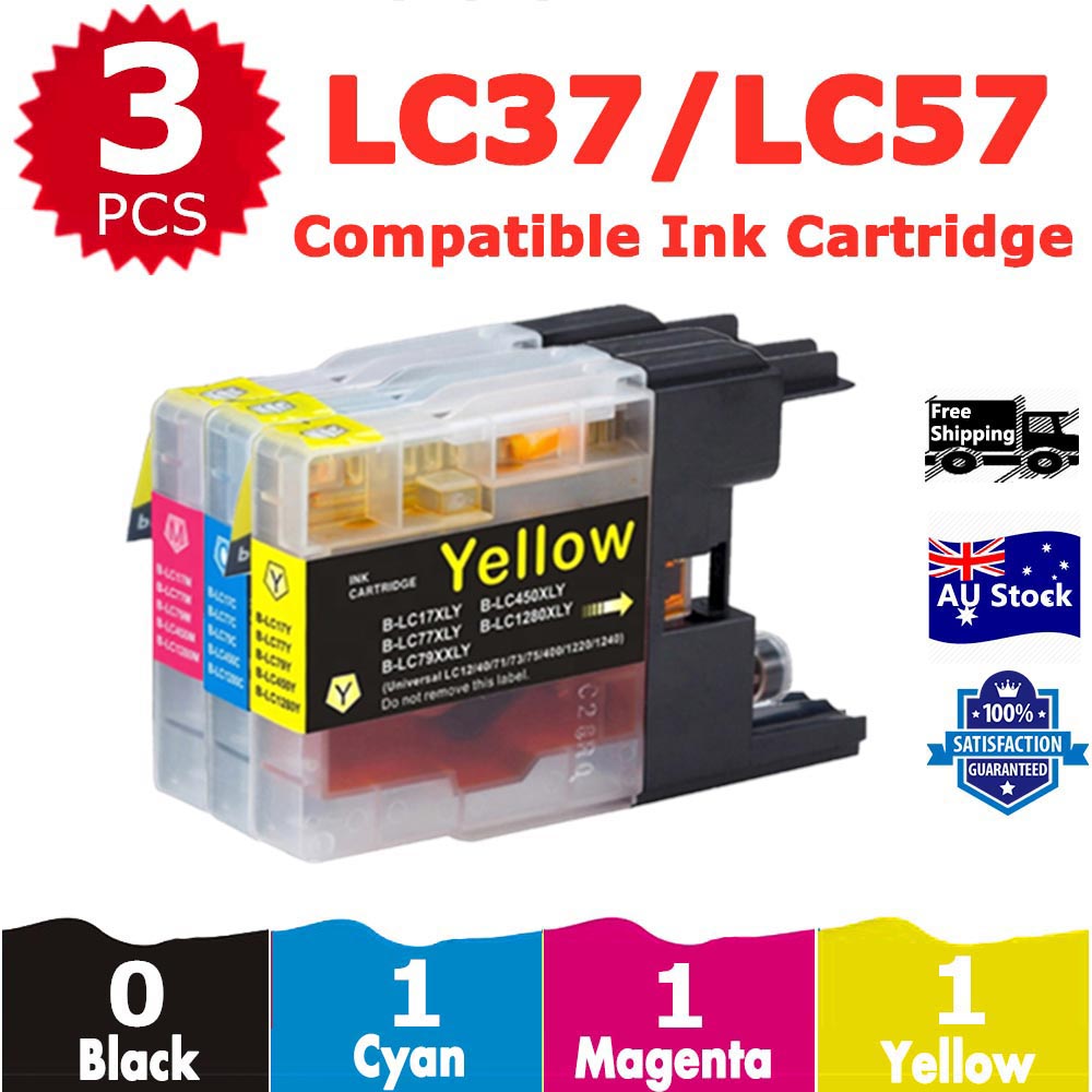 3 Pack InkSales Compatible Brother LC37 LC-37 Cyan Magenta Yellow Only Ink Cartridge  (1C,1M,1Y)