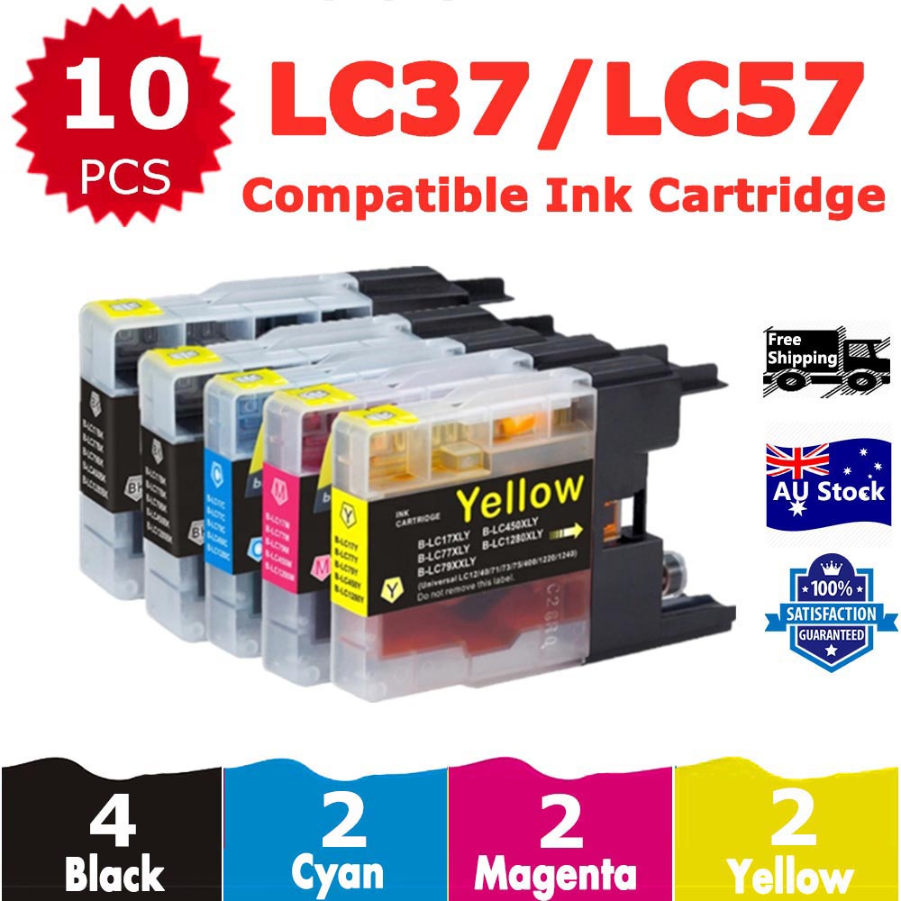 10 Pack InkSales Compatible Brother LC37 LC-37 Ink Cartridge  (4BK,2C,2M,2Y)