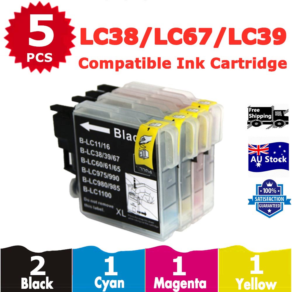 5 Pack InkSales Compatible Brother LC38 LC-38 Ink Cartridge  (2BK,1C,1M,1Y)