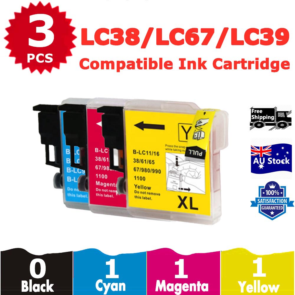 3 Pack InkSales Compatible Brother LC38 LC-38 Cyan Magenta Yellow Only Ink Cartridge  (1C,1M,1Y)