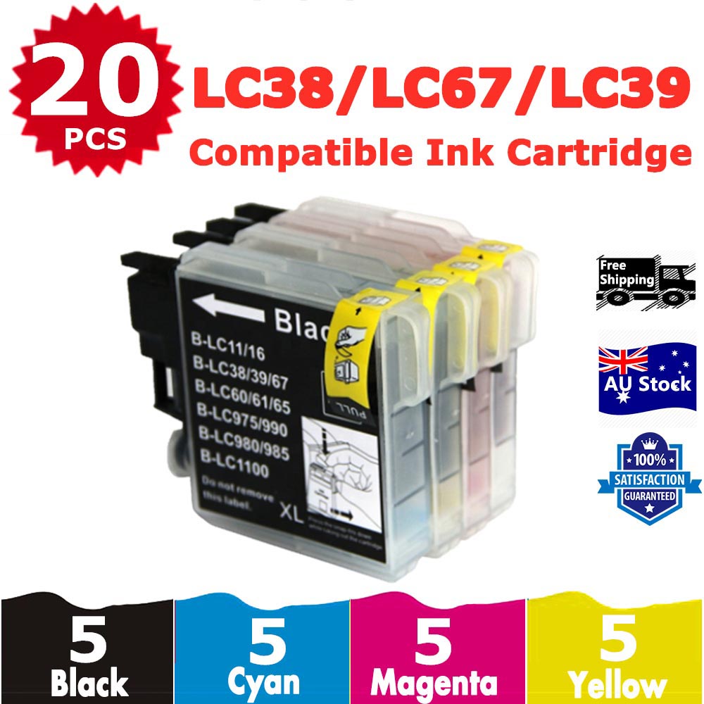 20 Pack InkSales Compatible Brother LC38 LC-38 Ink Cartridge  (5BK,5C,5M,5Y)