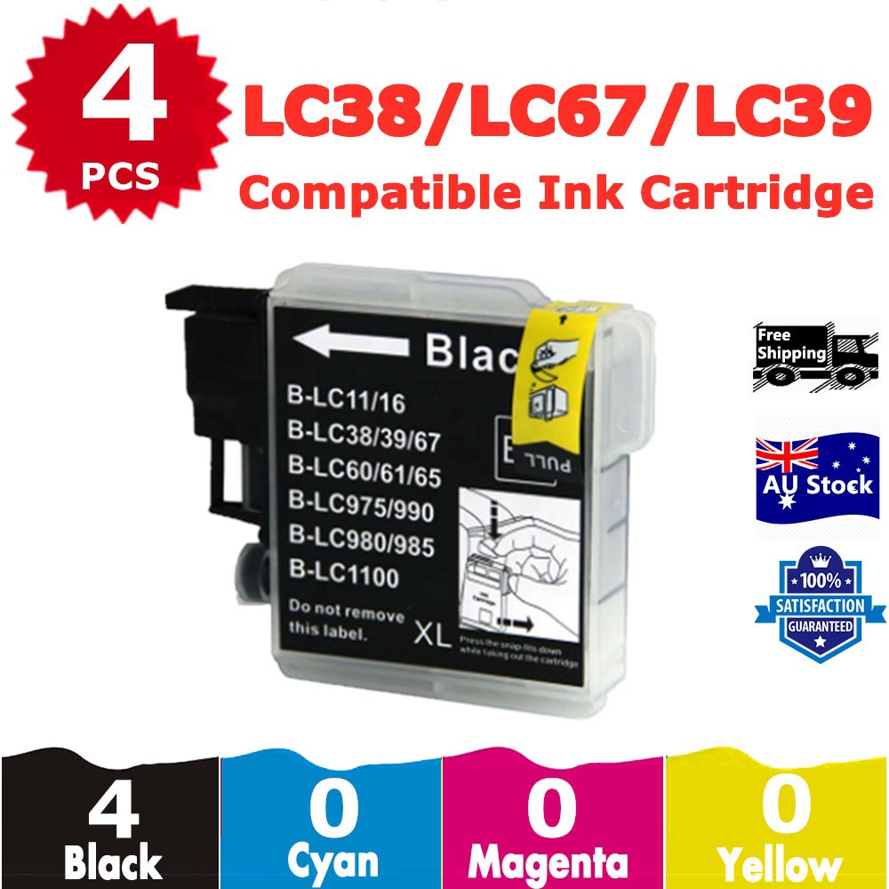 4 Pack InkSales Compatible Brother LC38 LC-38 Black Only Ink Cartridge  (4BK)