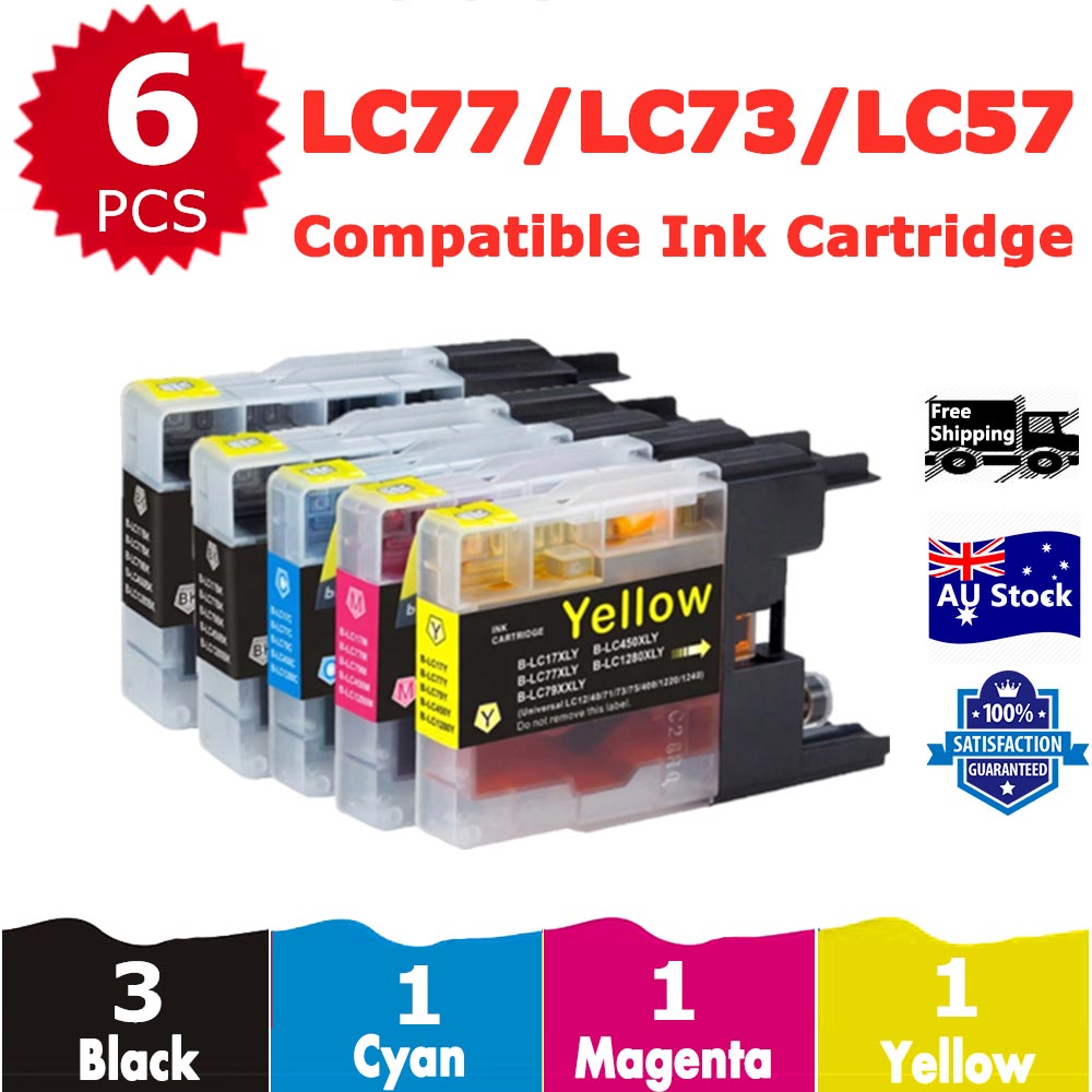 6 Pack InkSales Compatible Brother LC57 LC-57 Ink Cartridge  (3BK,1C,1M,1Y)