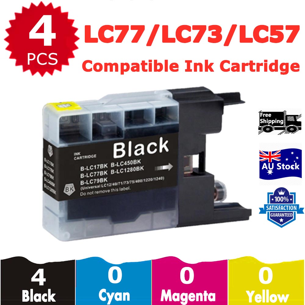 4 Pack InkSales Compatible Brother LC57 LC-57 Black Only Ink Cartridge  (4BK)