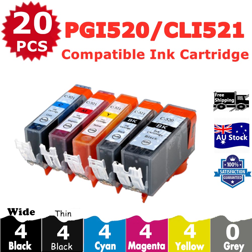 20 Pack InkSales Compatible Canon PGI520 PGI-520 CLI-521 Ink Cartridge  (4BK,4PBK,4C,4M,4Y)