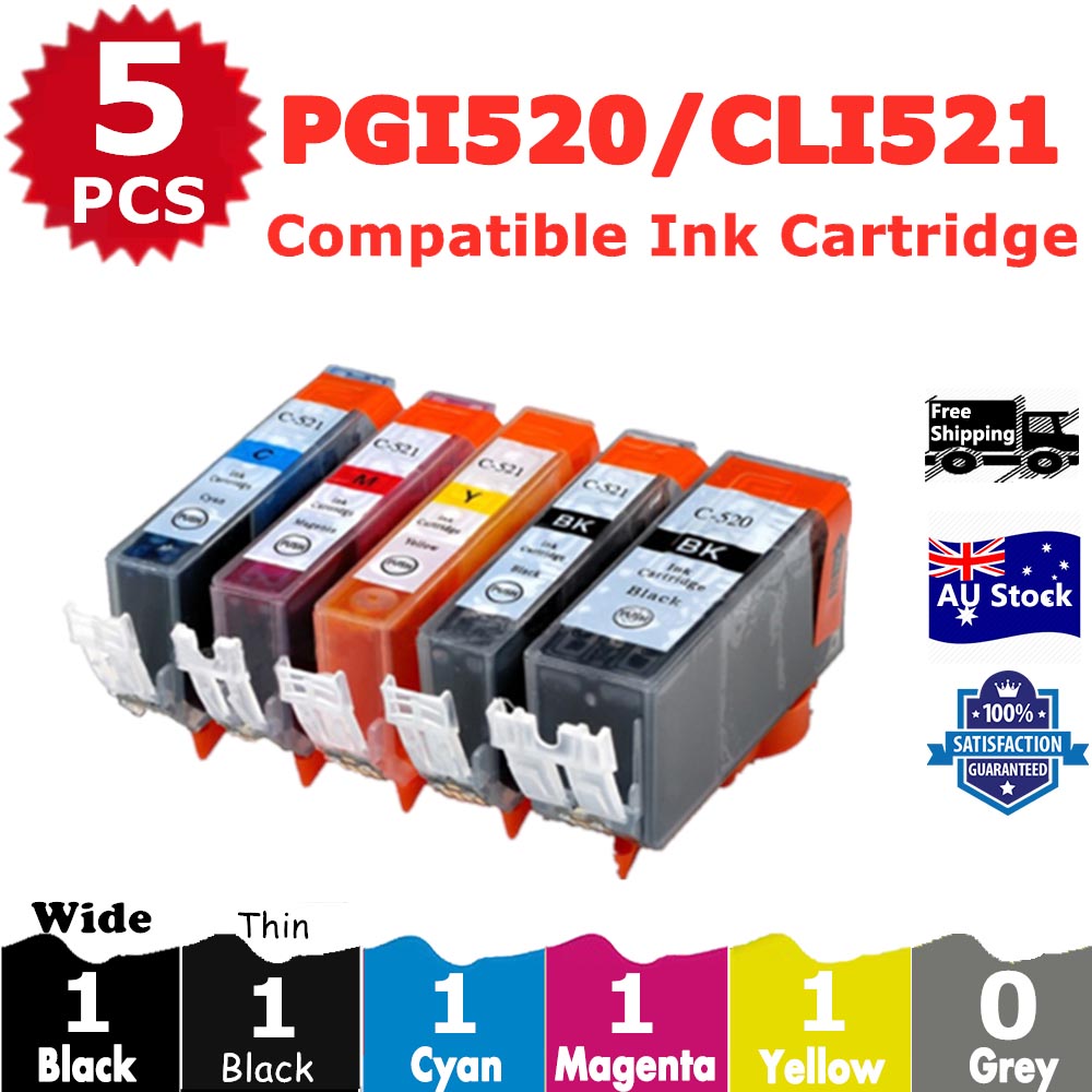 5 Pack InkSales Compatible Canon PGI520 PGI-520 CLI-521 Ink Cartridge  (1BK,1PBK,1C,1M,1Y)