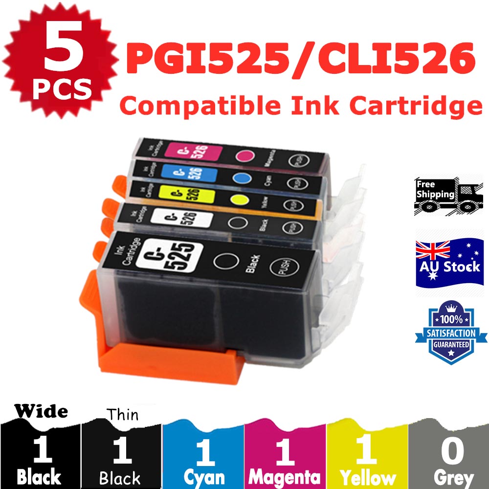 5 Pack InkSales Compatible Canon PGI525 PGI-525 CLI-526 Ink Cartridge  (1BK,1PBK,1C,1M,1Y)