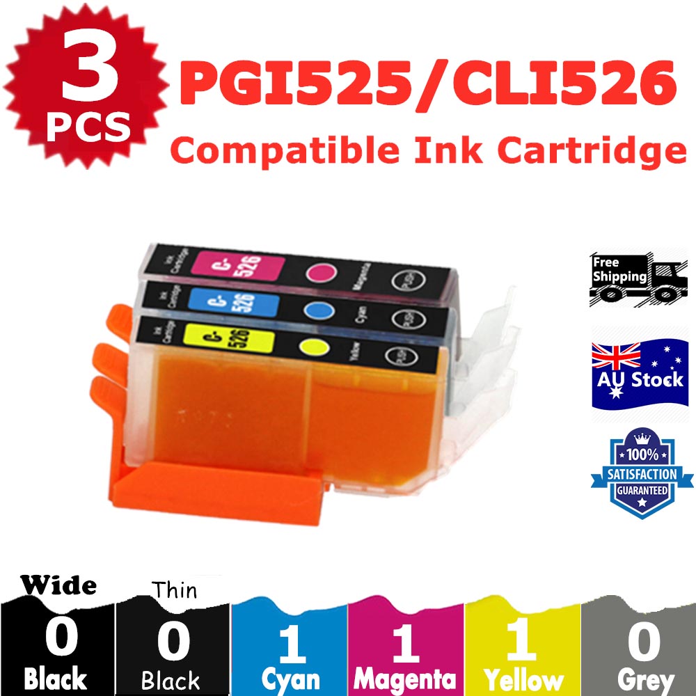 3 Pack InkSales Compatible Canon CLI-526 Cyan Magenta Yellow Only Ink Cartridge  (1C,1M,1Y)