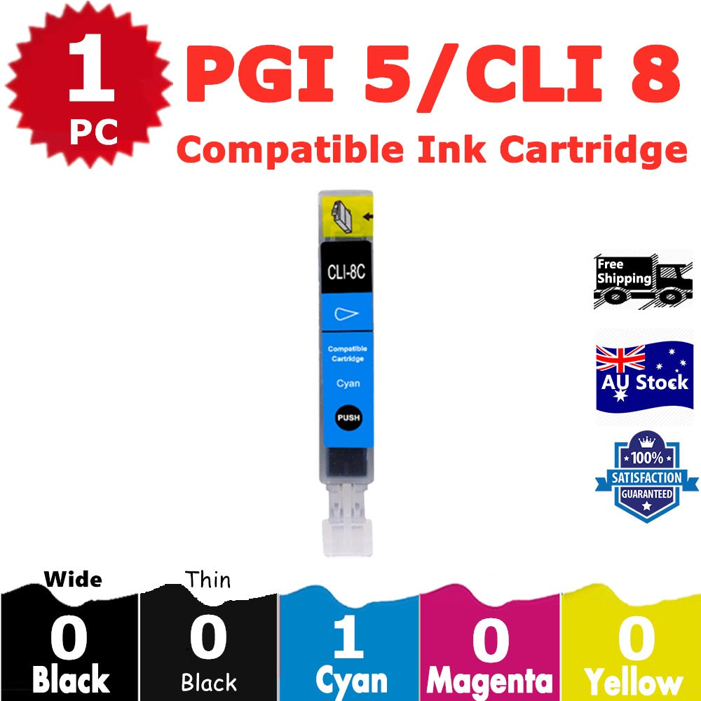 1 Pack InkSales Compatible Canon PGI5/8 CLI-8 Cyan Only Ink Cartridge  (1C)