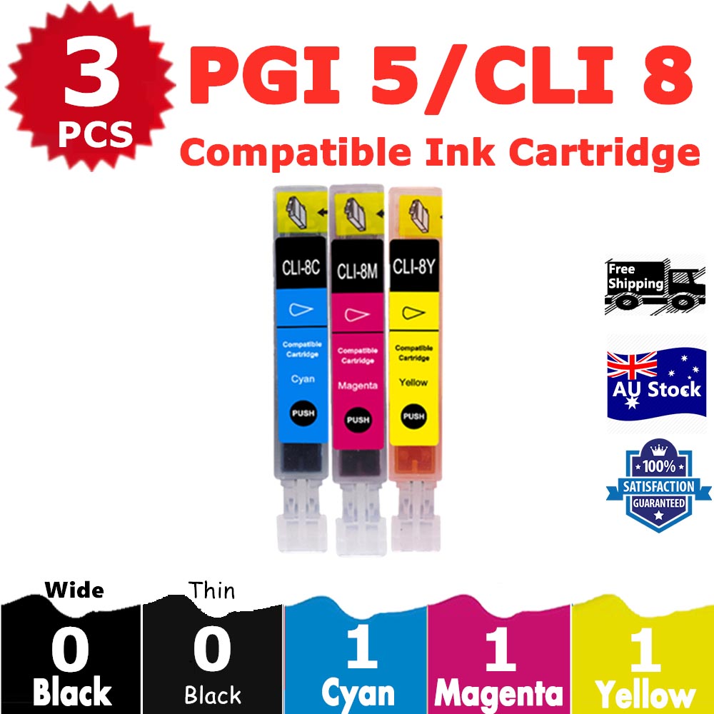 3 Pack InkSales Compatible Canon PGI5/8 PGI-5 CLI-8 Ink Cartridge  (1C,1M,1Y)