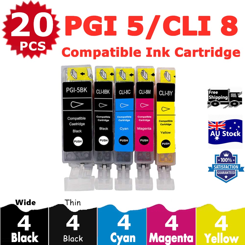 20 Pack InkSales Compatible Canon PGI5/8 PGI-5 CLI-8 Ink Cartridge  (4BK,4PBK,4C,4M,4Y)