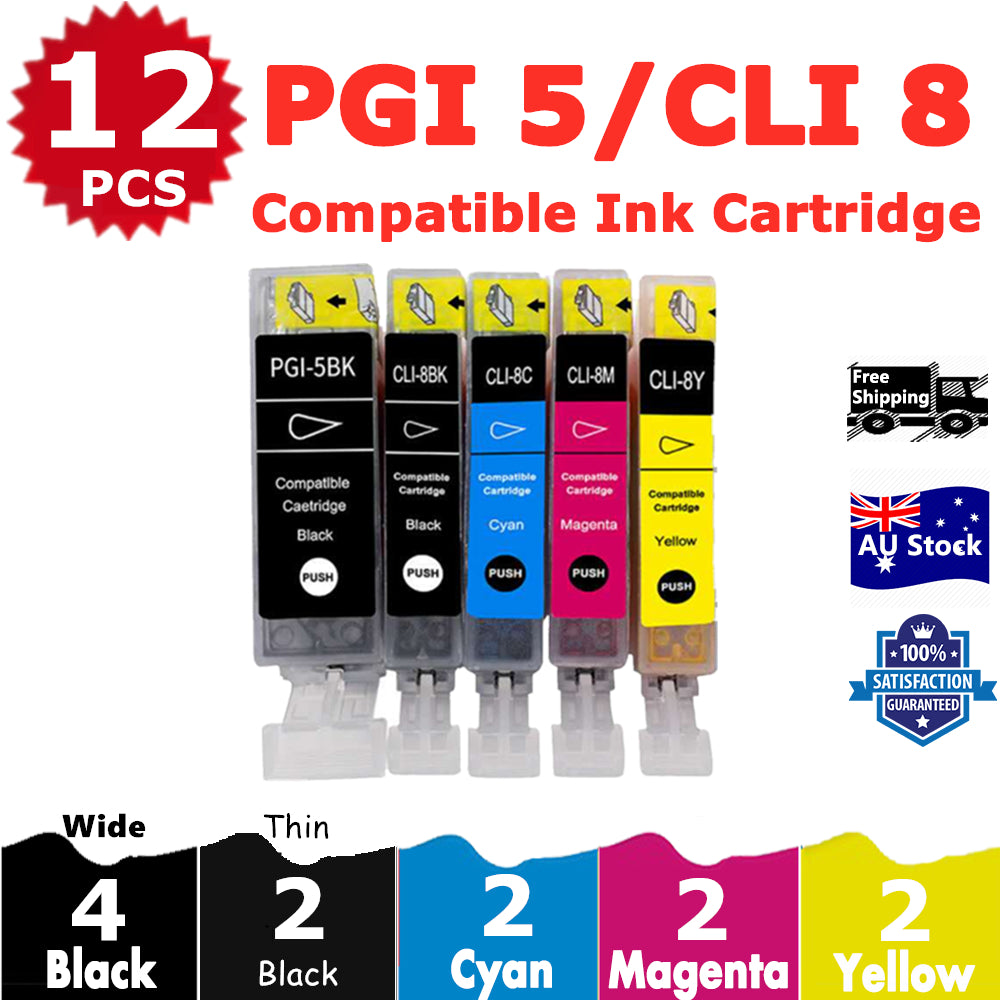 12 Pack InkSales Compatible Canon PGI5/8 PGI-5 CLI-8 Ink Cartridge  (4BK,2PBK,2C,2M,2Y)