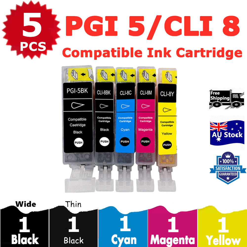 5 Pack InkSales Compatible Canon PGI5/8 PGI-5 CLI-8 Ink Cartridge  (1BK,1PBK,1C,1M,1Y)