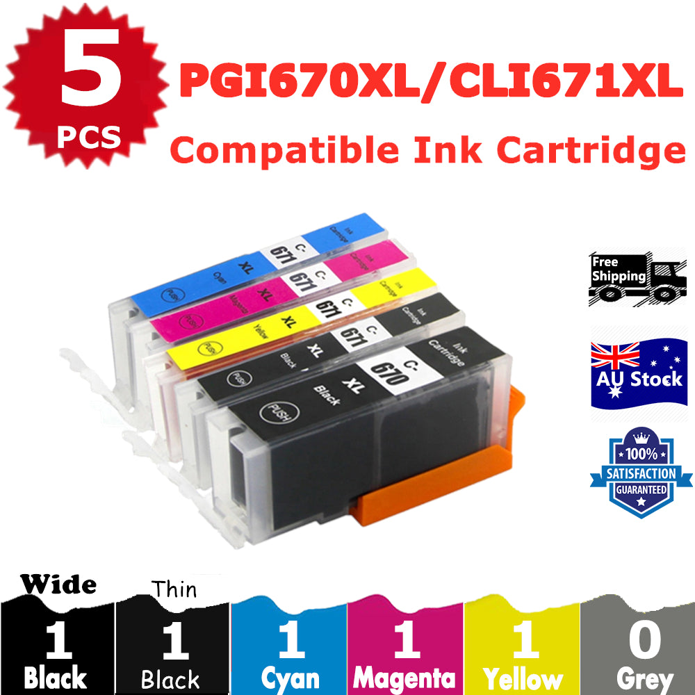 5 Pack InkSales Compatible Canon PGI670XL PGI-670XL CLI-671XL Ink Cartridge  (1BK,1PBK,1C,1M,1Y)