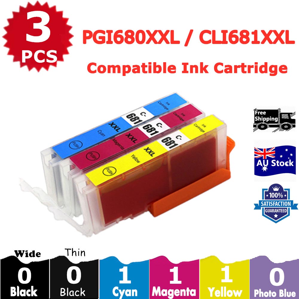 3 Pack InkSales Compatible Canon CLI-681XXL Cyan Magenta Yellow Only Ink Cartridge  (1C,1M,1Y)