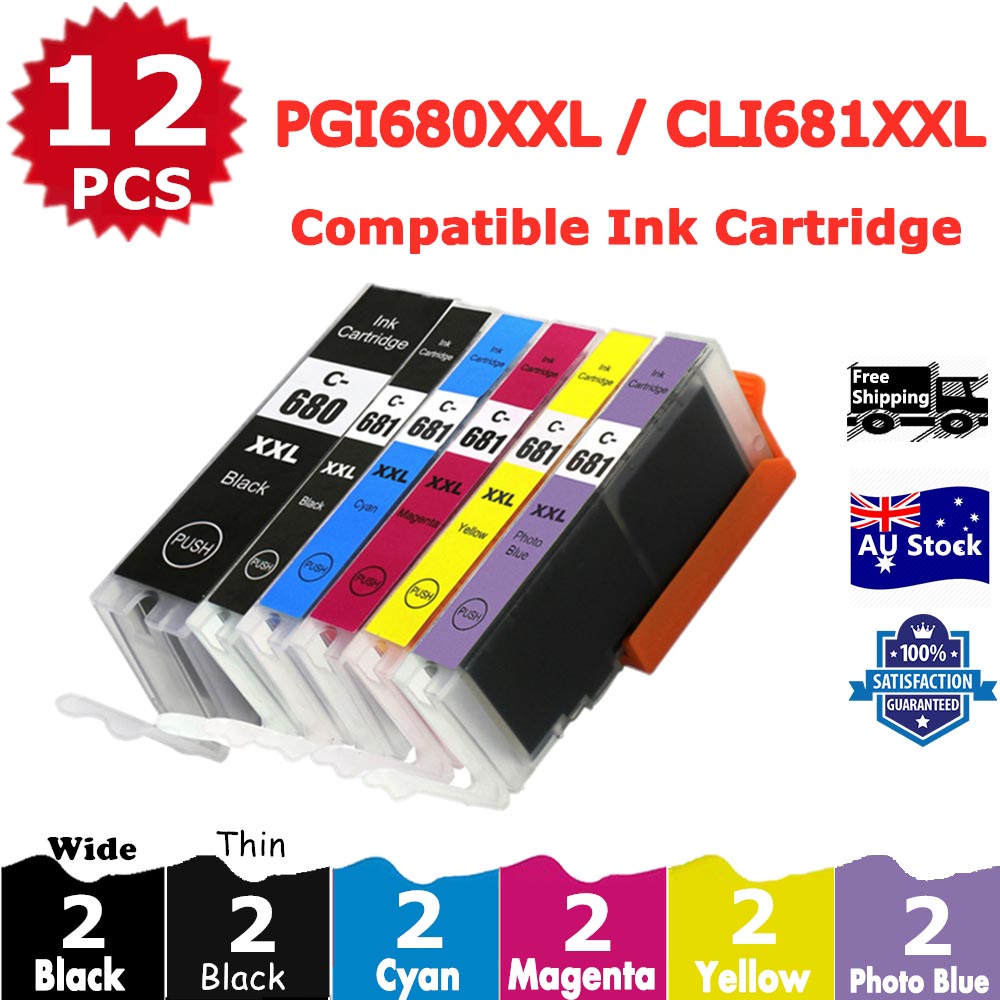 12 Pack InkSales Compatible Canon PGI680XXL PGI-680XXL CLI-681XXL Ink Cartridge  (2BK,2PBK,2C,2M,2Y,2PB)