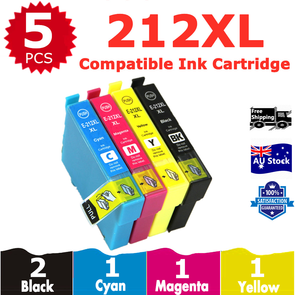 5 Pack InkSales Compatible Epson 212XL C13T02X192 C13T02X292 C13T02X392 C13T02X492 Ink Cartridge  2BK,1C,1M,1Y)