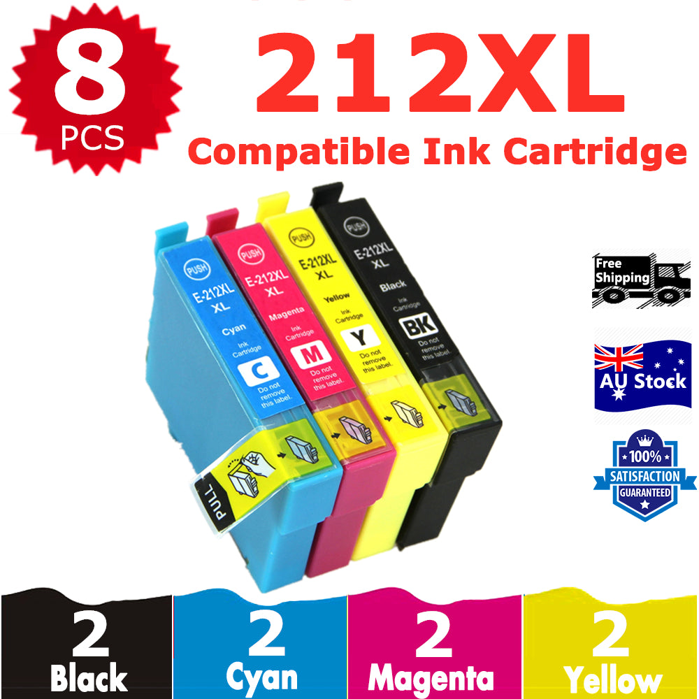 8 Pack InkSales Compatible Epson 212XL C13T02X192 C13T02X292 C13T02X392 C13T02X492 Ink Cartridge  (2BK,2C,2M,2Y)