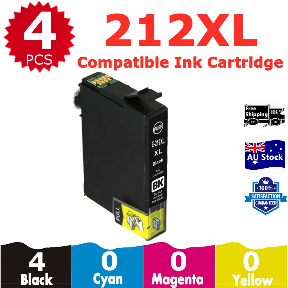 4 Pack InkSales Compatible Epson 212XL C13T02X192 Black only Ink Cartridge  (4BK)