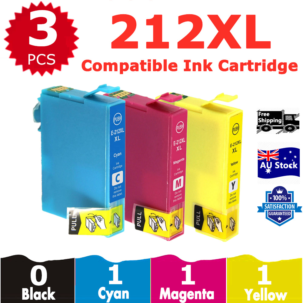 3 Pack InkSales Compatible Epson 212XL C13T02X292 C13T02X392 C13T02X492 Ink Cartridge  (1C,1M,1Y)