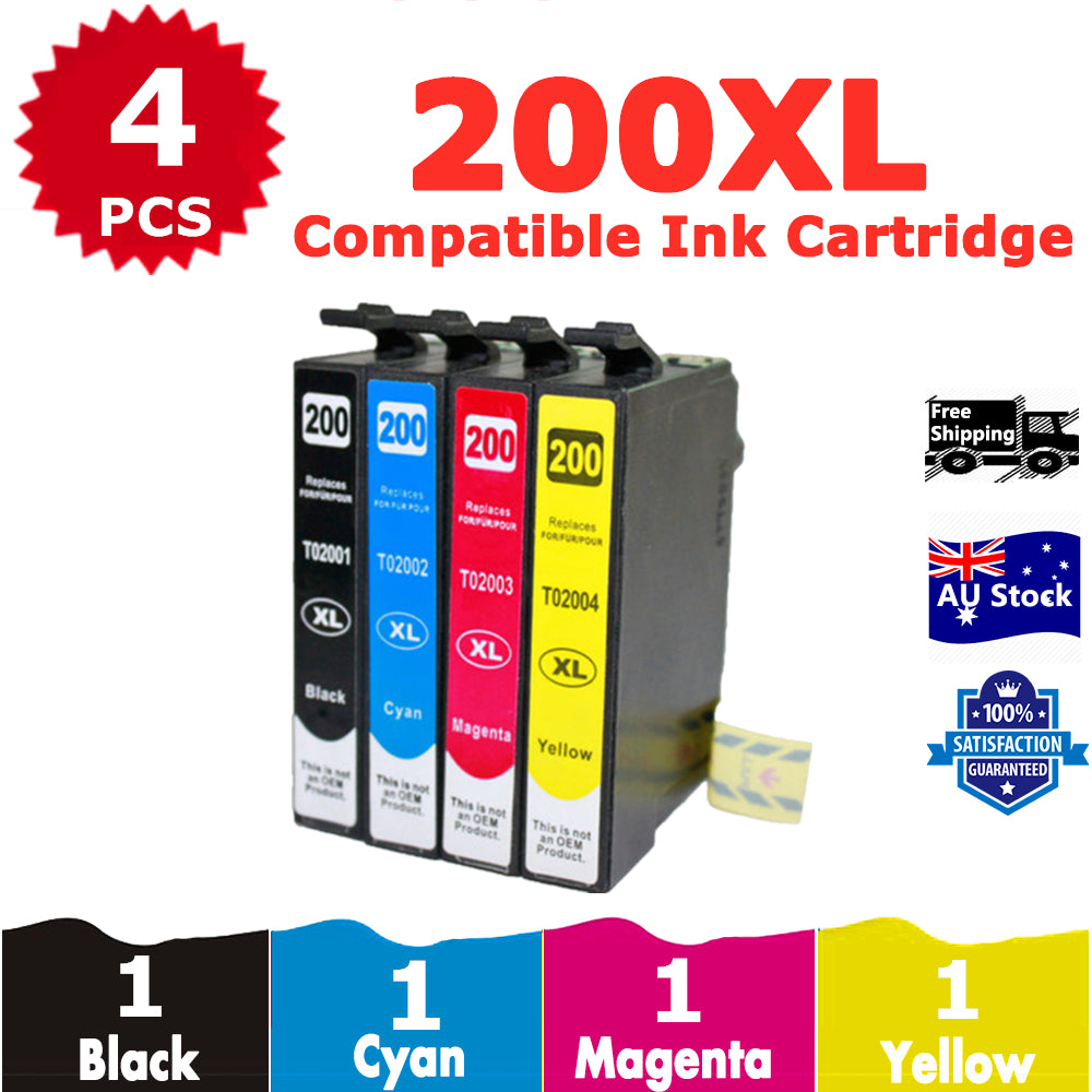 4 Pack InkSales Compatible Epson 200XL C13T201192 C13T201292 C13T201392  C13T201492 Ink Cartridge  (1BK,1C,1M,1Y)