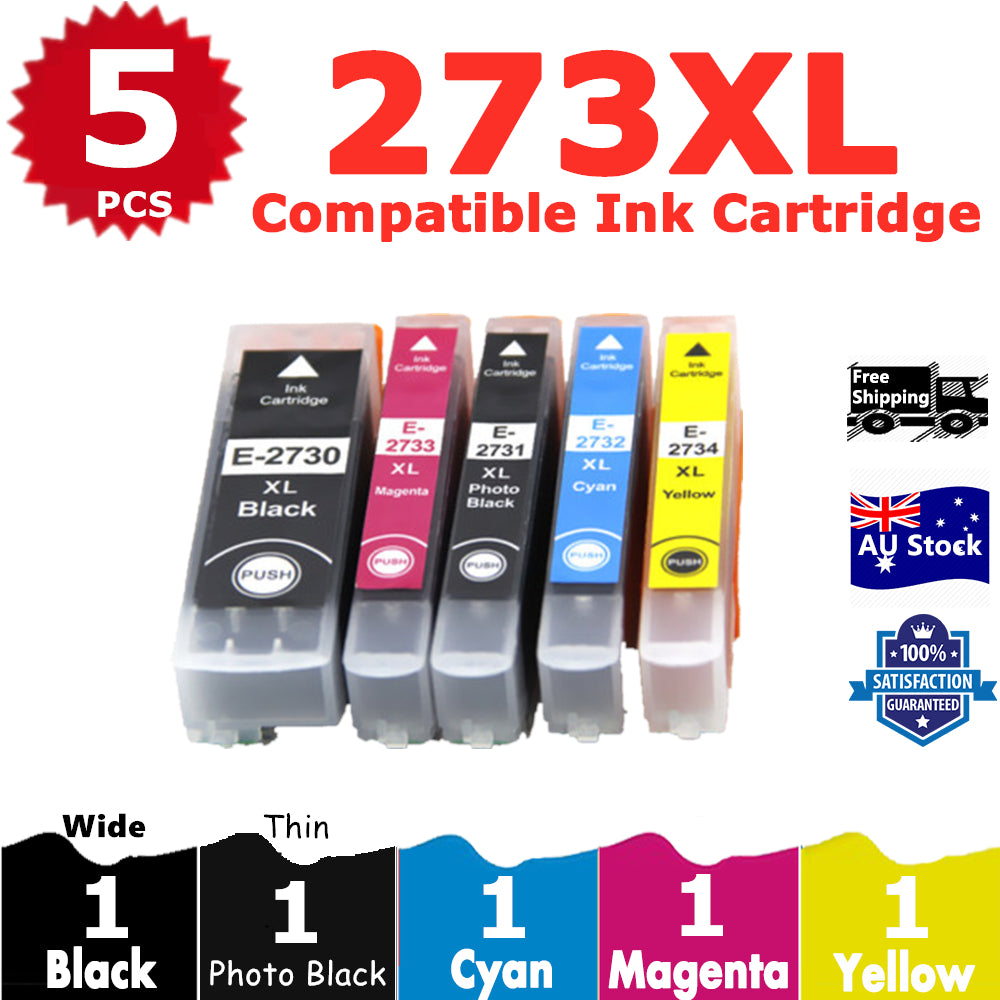 5 Pack InkSales Compatible Epson 273XL C13T274192 C13T275192 C13T275292 C13T275392 C13T275492 Ink Cartridge  (1BK,1PBK, 1C,1M,1Y)