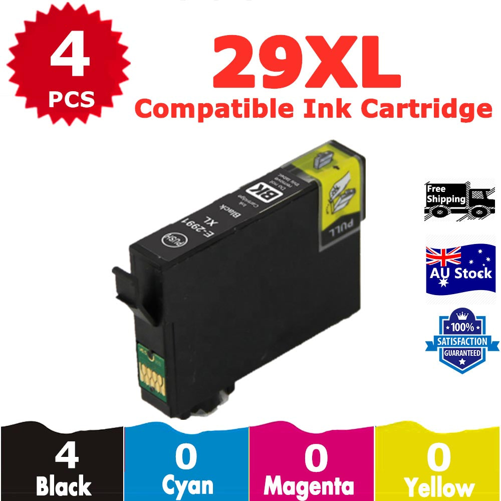 4 Pack InkSales Compatible Epson 29XL Black Only Ink Cartridge  (4BK)