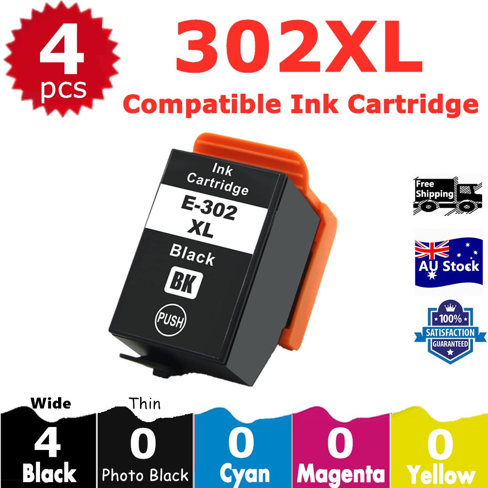 4 Pack InkSales Compatible Epson 302XL C13T01X192 Black only Ink Cartridge  (4BK)