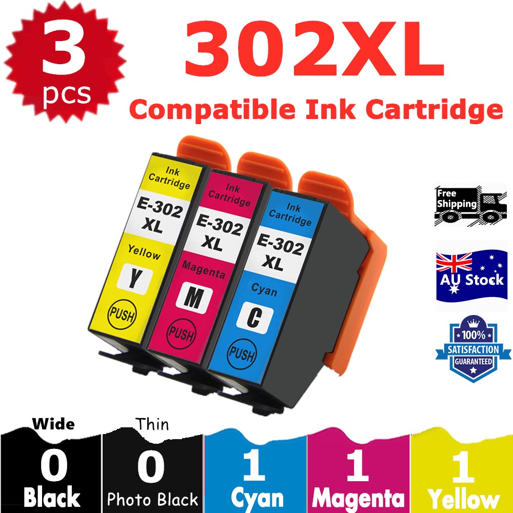 3 Pack InkSales Compatible Epson 302XL C13T01Y292 C13T01Y392 C13T01Y492 Ink Cartridge  (1C,1M,1Y)