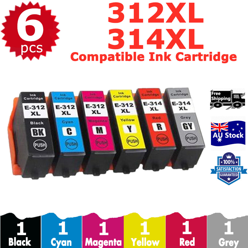 6 Pack InkSales Compatible Epson 312XL 314XL C13T183192 C13T183292 C13T183392 C13T183492 C13T01M692 C13T01M592 Ink Cartridge  (1BK,1C,1M,1Y,1R,1GY)