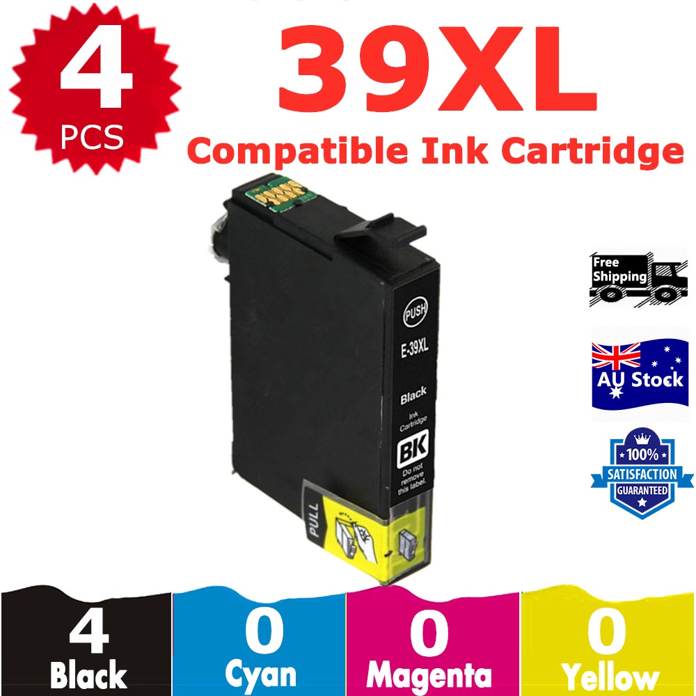 4 Pack InkSales Compatible Epson 39XL C13T04L192 Black Only Ink Cartridge  (4BK)