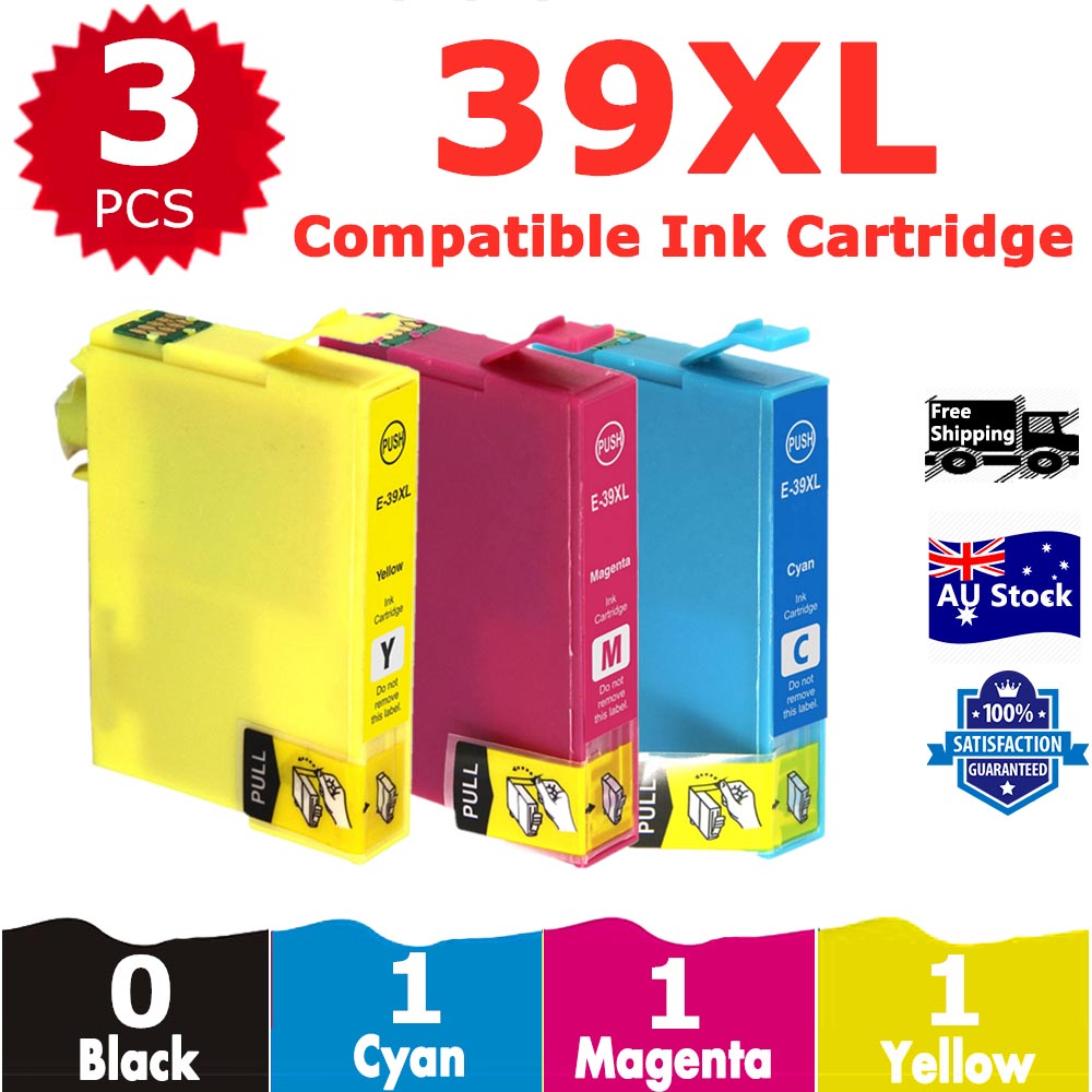 3 Pack InkSales Compatible Epson 39XL C13T04L292 C13T04L392 C13T04L492 Cyan Magenta Yellow Only Ink Cartridge  (1C,1M,1Y)