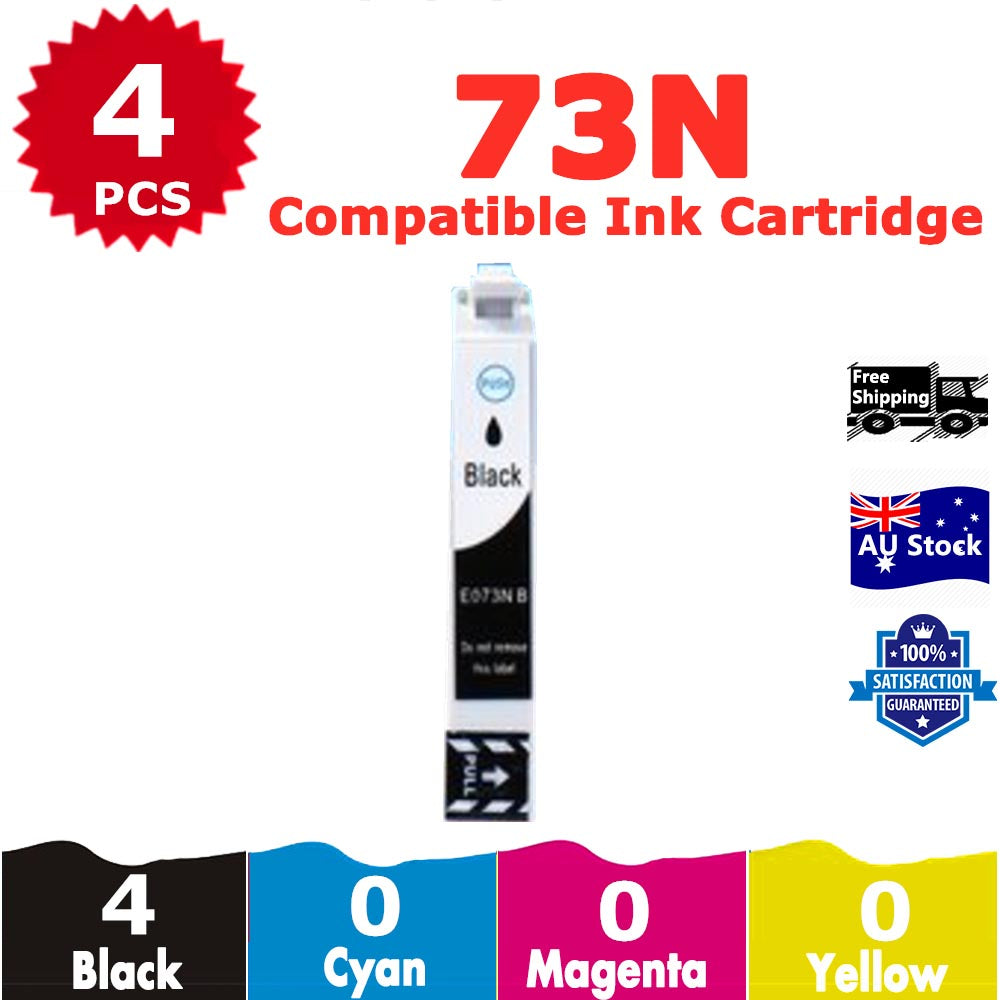 4 Pack InkSales Compatible Epson 73N T0731 Black only Ink Cartridge  (4BK)