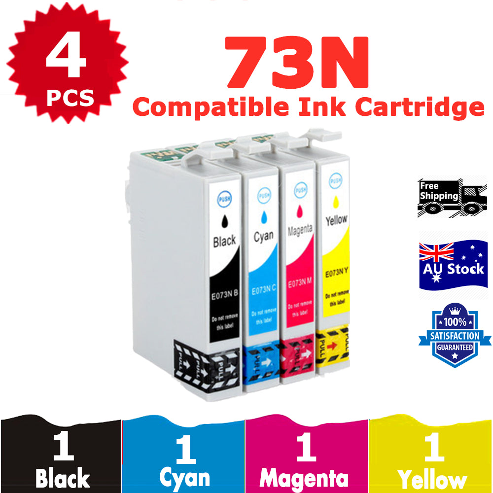 4 Pack InkSales Compatible Epson 73N T0731 T0732 T0733 T0734 Ink Cartridge  (1BK,1C,1M,1Y)