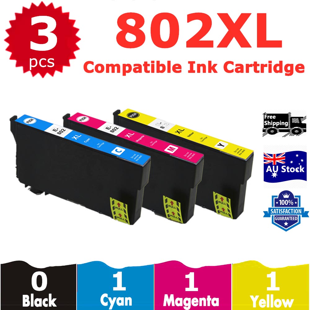 3 Pack InkSales Compatible Epson 802XL C13T356292 C13T356392 C13T356492 Ink Cartridge  (1C,1M,1Y)