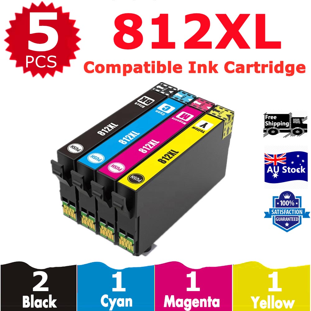 5 Pack InkSales Compatible Epson 812XL C13T05E192 C13T05E292 C13T05E392 C13T05E492 Ink Cartridge  (2BK,1C,1M,1Y)